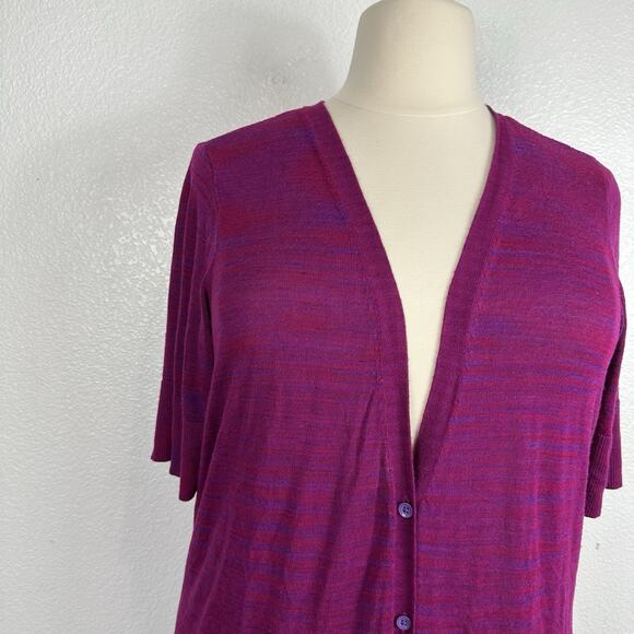 Torrid Sweater Women 3X Purple Space Dye Duster V-Neck Button Front Cardigan - Picture 5 of 15